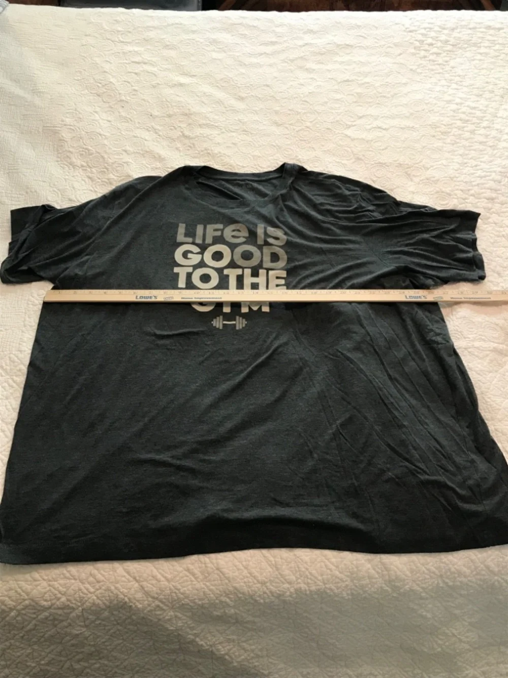Life is Good “Go to the Gym” gray printed short sleeve crewneck tee shirt (3XL)
